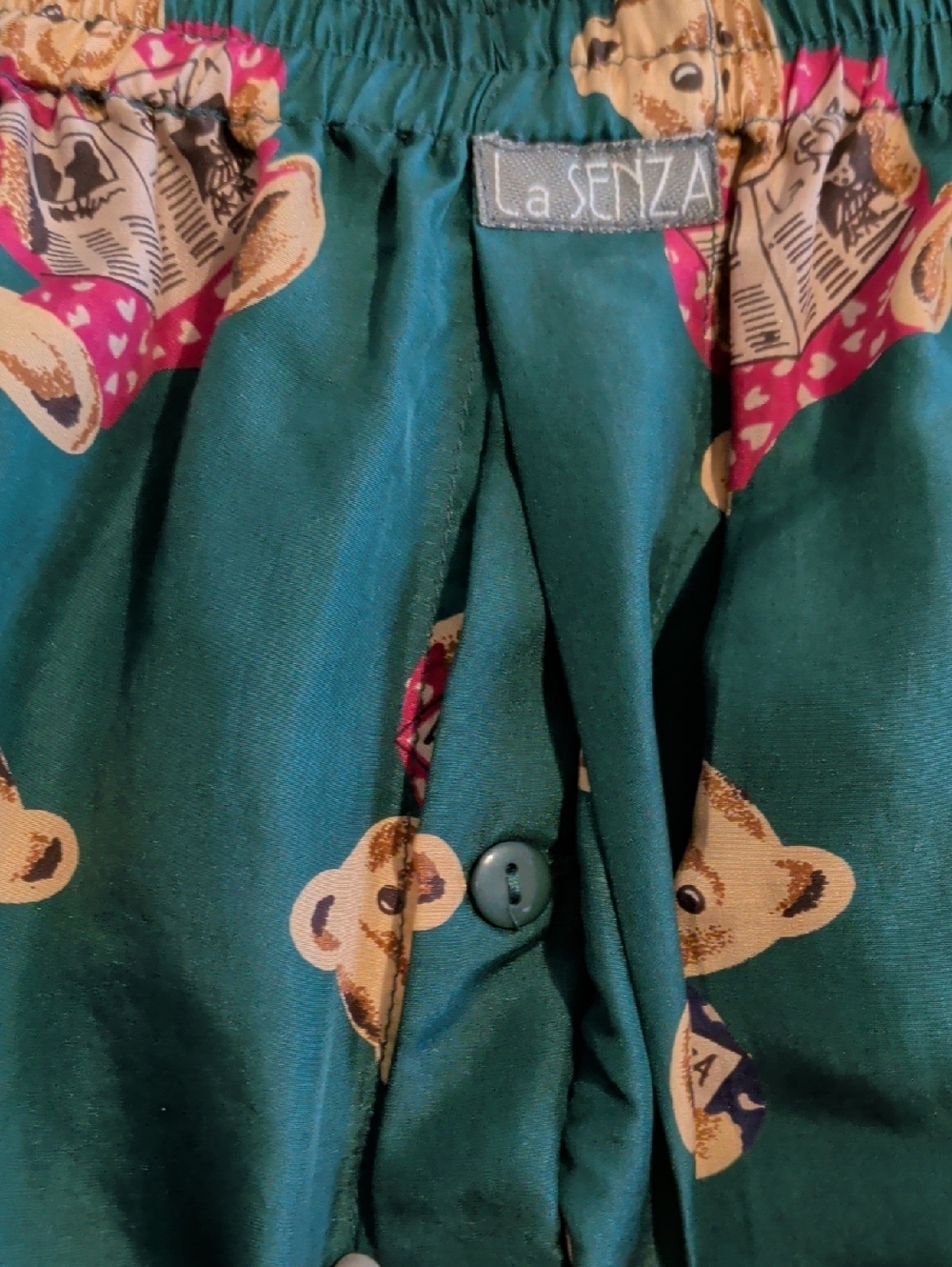 VINTAGE LA SENZA teddy bear print silk lounge shorts - size m - Picture 3 of 10